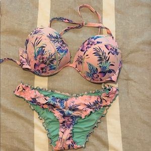Pink floral bikini